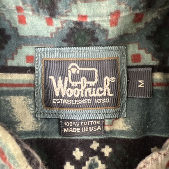 Vintage Woolrich Flannel Shirt Men's Medium Aztec Western Print USA Made Chrty - Picture 7 of 11